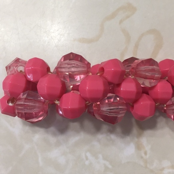 Pink Crystal Double Beaded Elastic Bracelet - Picture 4 of 7